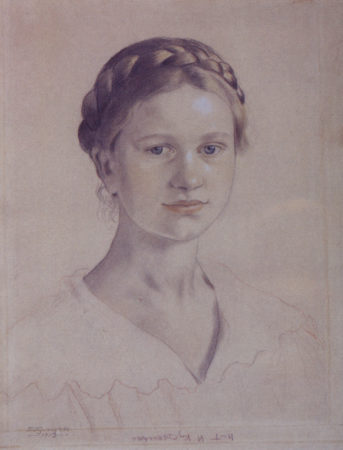 Портрет И.Б. Кустодиевой, дочери художника 1919 Государственный Русский музей, Санкт-Петербург